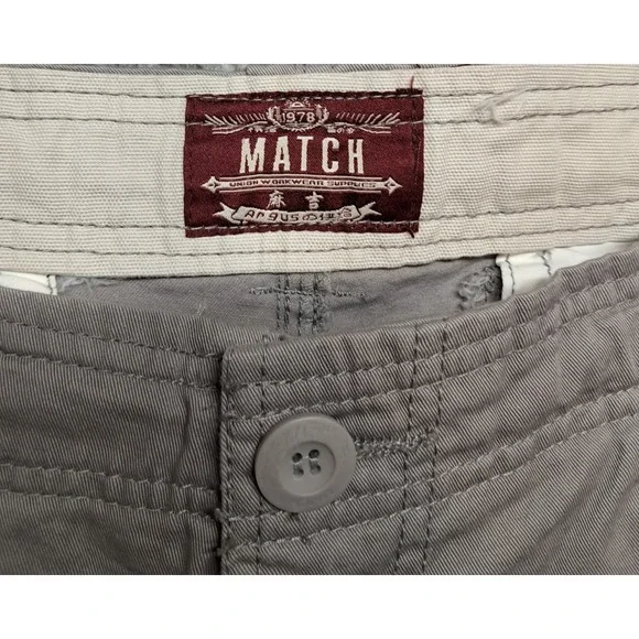 Match & Matchstick Cargo Shorts Mens Sz 40 Khaki Dress Chino Work Pockets Flat - Picture 5 of 14